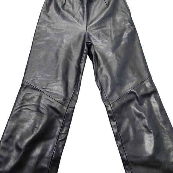Vintage Danier buttery soft high waisted black leather straight leg pants sz 10 - Picture 2 of 9